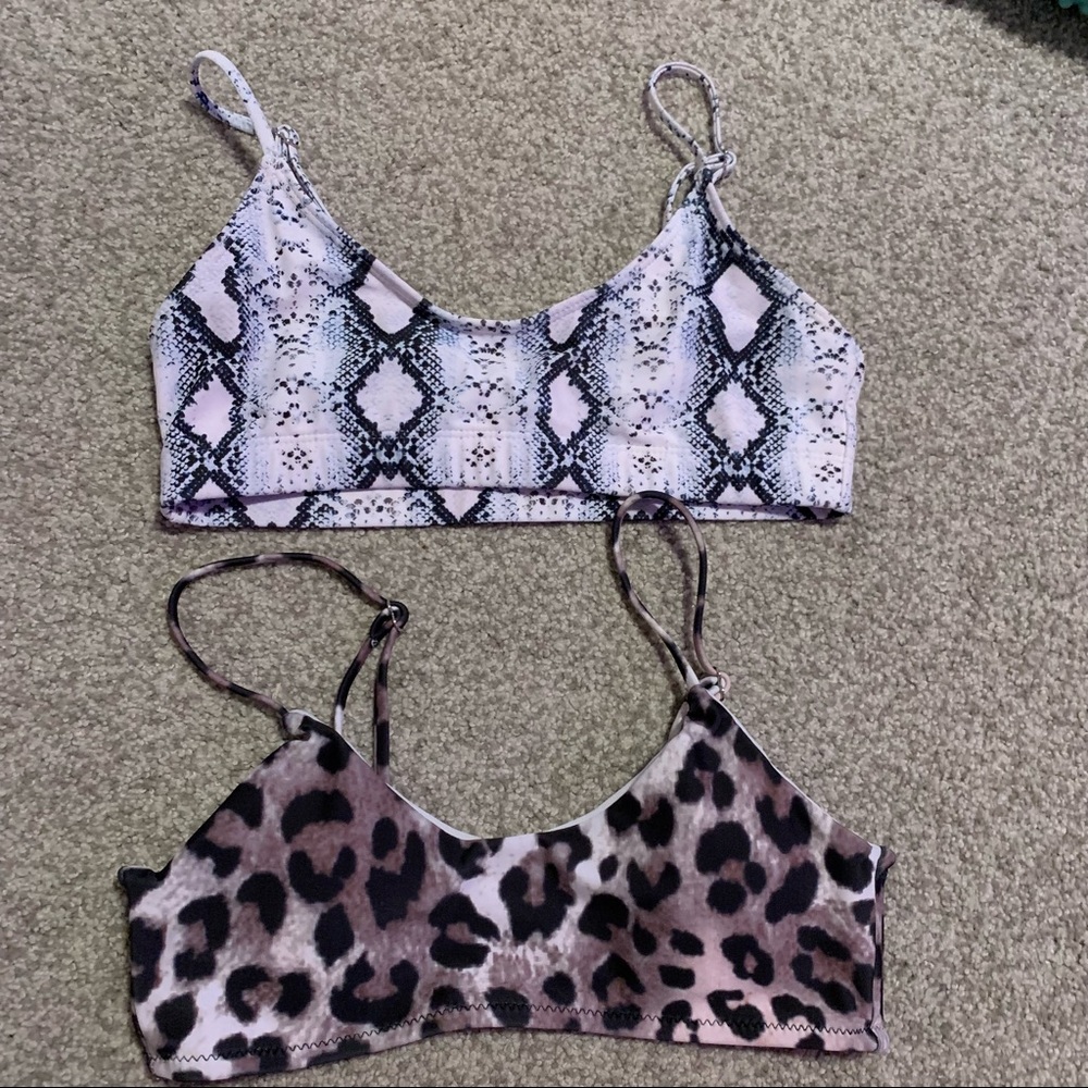 Bundle of 2 animal print bikini tops size xs